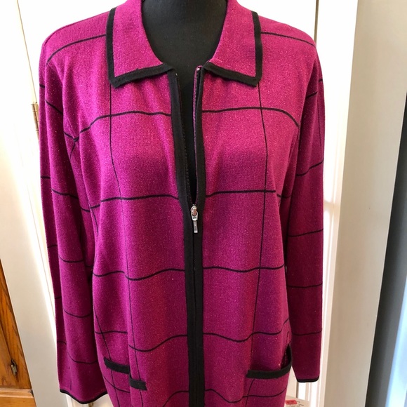 AllisionDaley Fusia Jacket with Black Trim NWT SZL - Picture 10 of 11